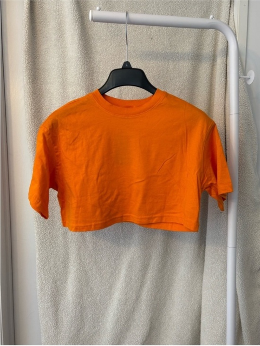 New H&M Orange Crewneck Cropped T-Shirt Size Small Cotton - Picture 8 of 12